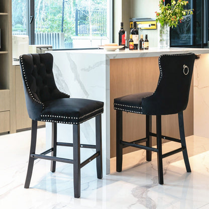 Velvet Bar Stools With Studs
