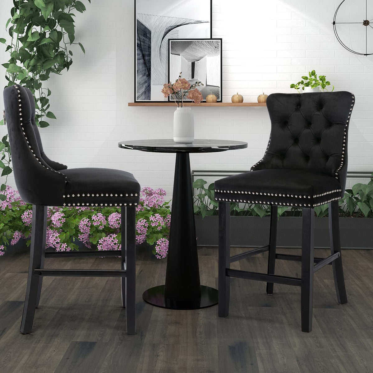 Velvet Bar Stools With Studs