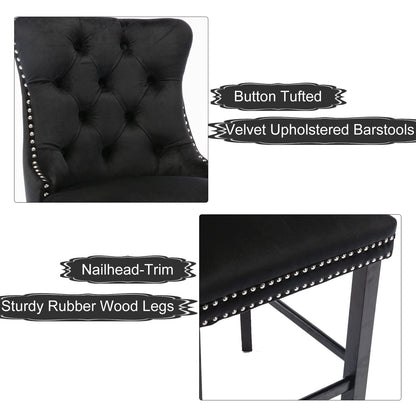 Velvet Bar Stools With Studs