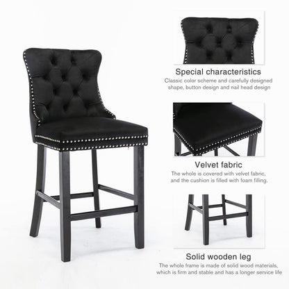 Velvet Bar Stools With Studs