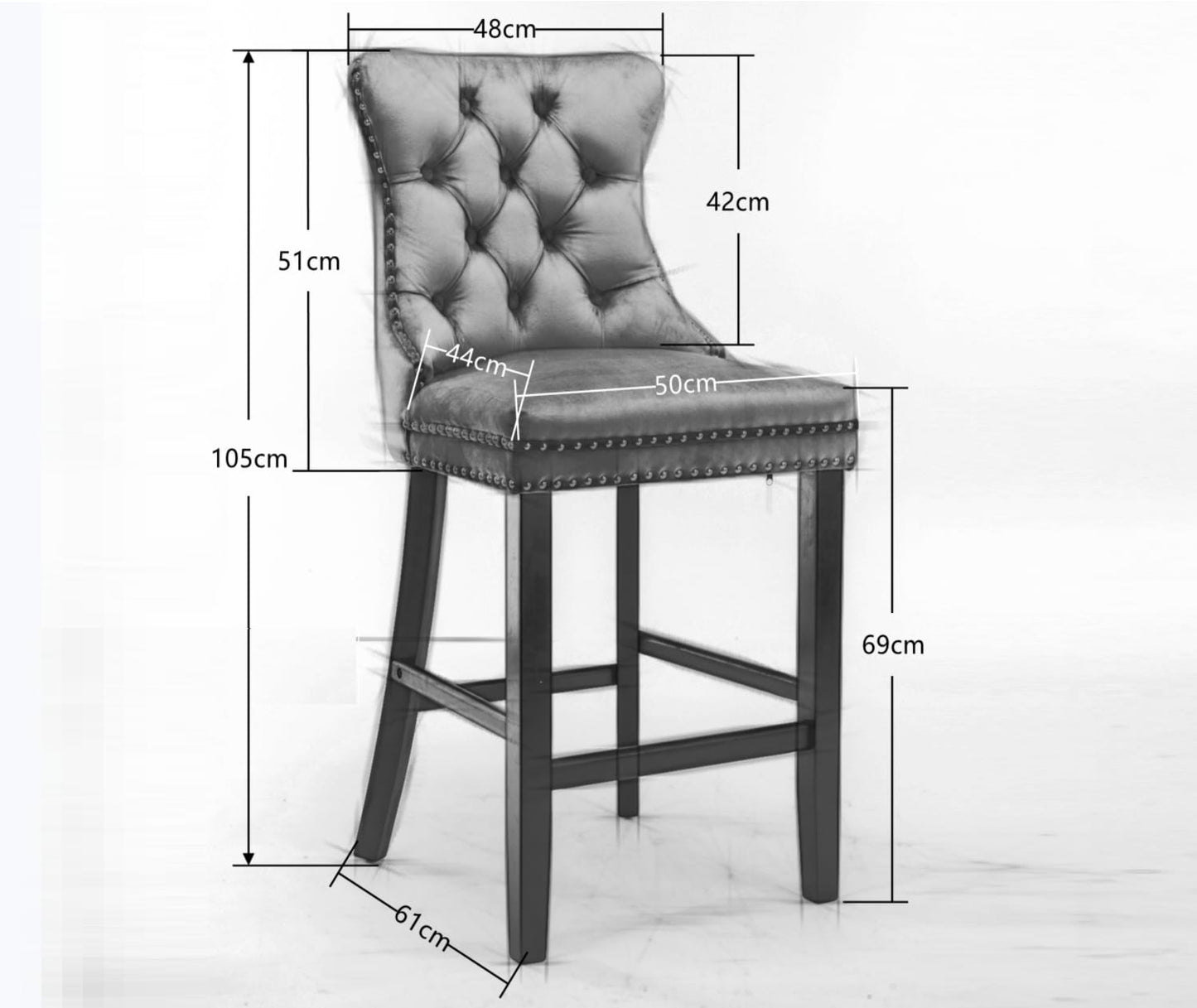 Velvet Bar Stools With Studs