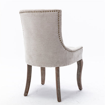 2X Solid Wood Fabric Upholstered Dining Chair Luxury Accent Chairs With Nailhead