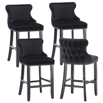 Velvet Bar Stools Black Tufted