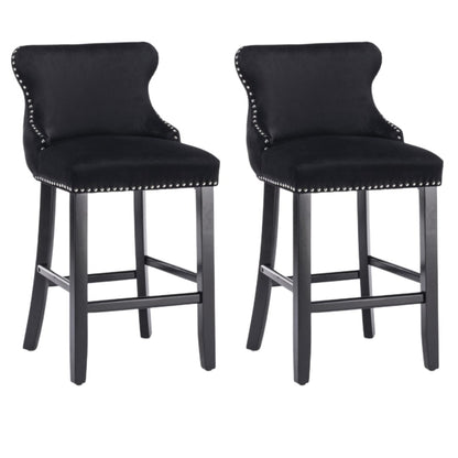 Velvet Bar Stools Black Tufted