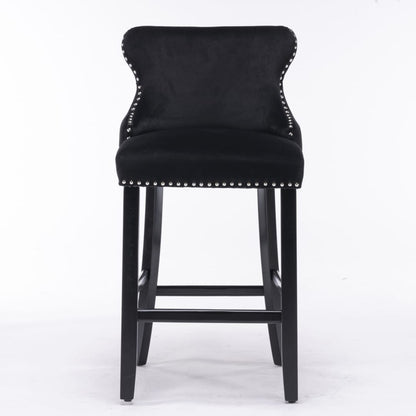 Velvet Bar Stools Black Tufted