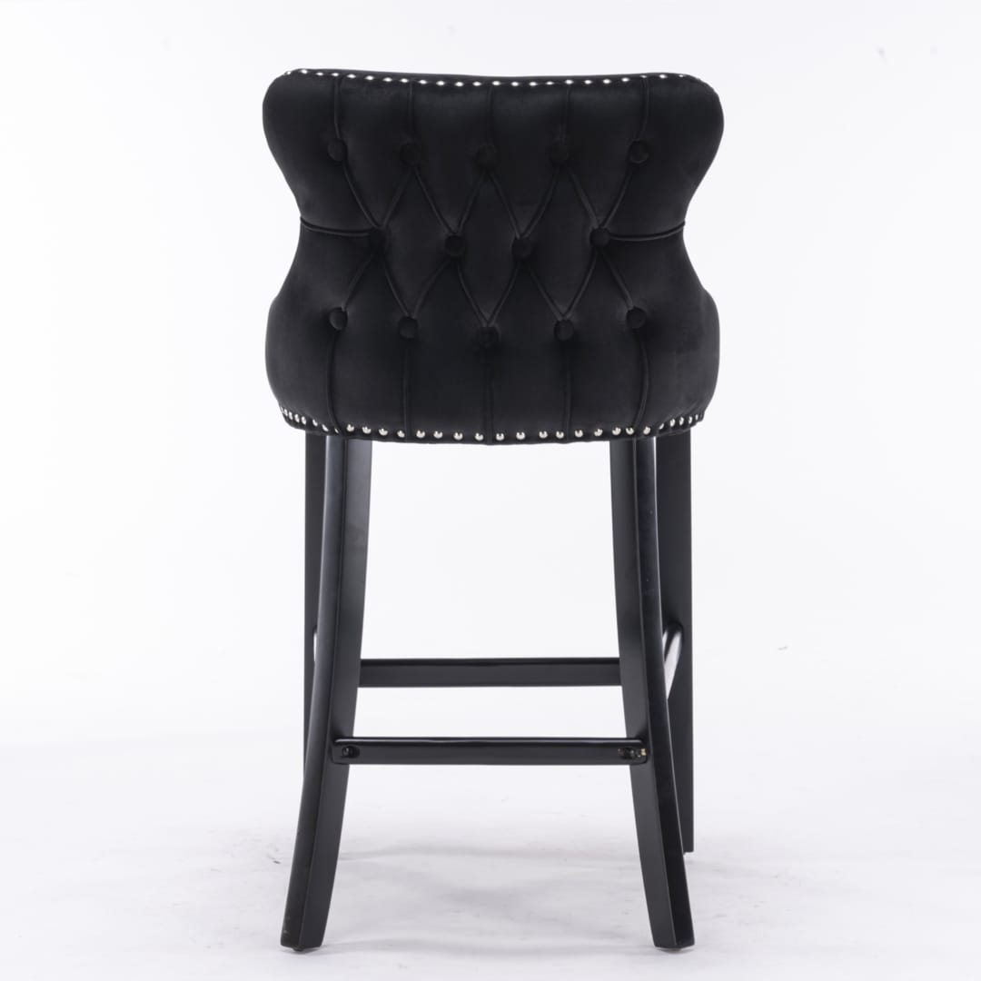 Velvet Bar Stools Black Tufted