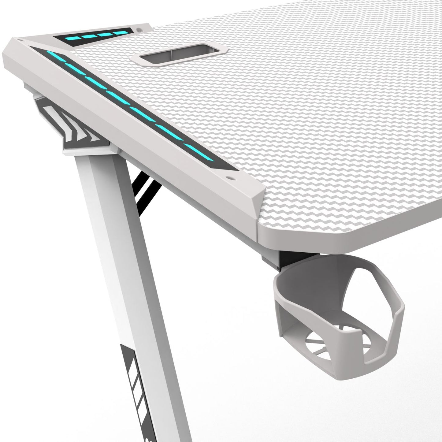 Rgb Gaming Desk Z Shape White 140Cm