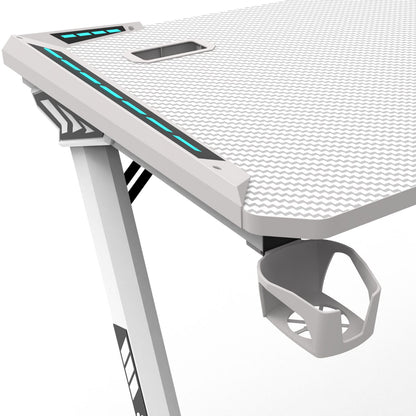 Rgb Gaming Desk Z Shape White 140Cm