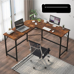 L-Shaped Corner Computer Desk With Cpu Stand Brown/Black