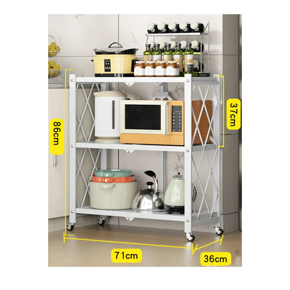 Foldable Storage Shelf 3 Tier (White)