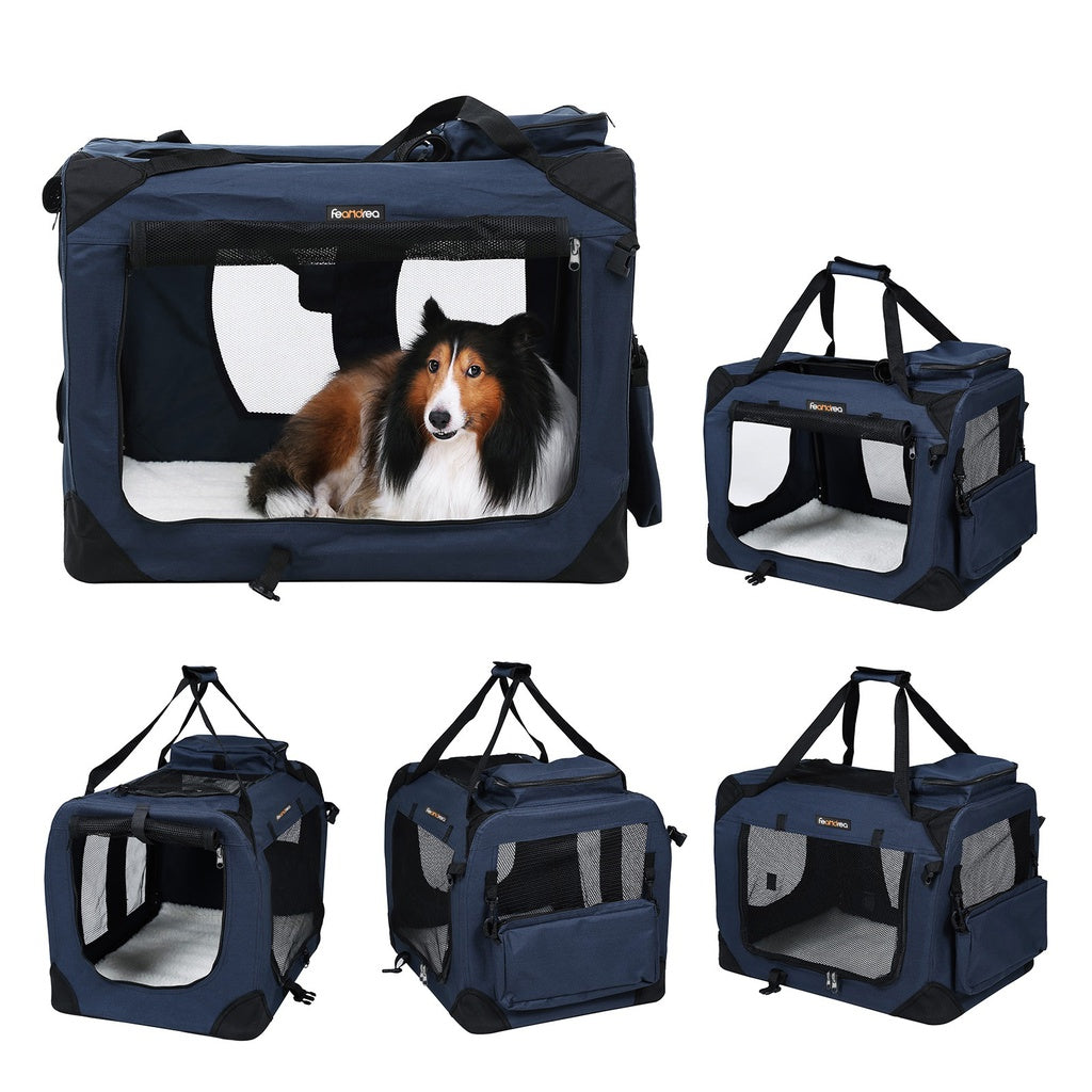 FEANDREA Dog Kennel Transport Box Folding Fabric Pet Carrier 70cm