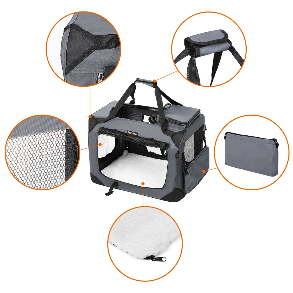 FEANDREA Dog Kennel Transport Box Folding Fabric Pet Carrier 70cm
