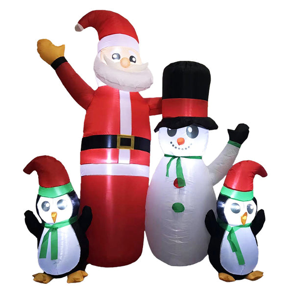  1.8m Santa Snowman and Penguin Greeting Christmas Inflatable with LED FS-INF-14