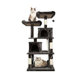 145Cm Plush Cat Condo Cat Tree Dark Grey