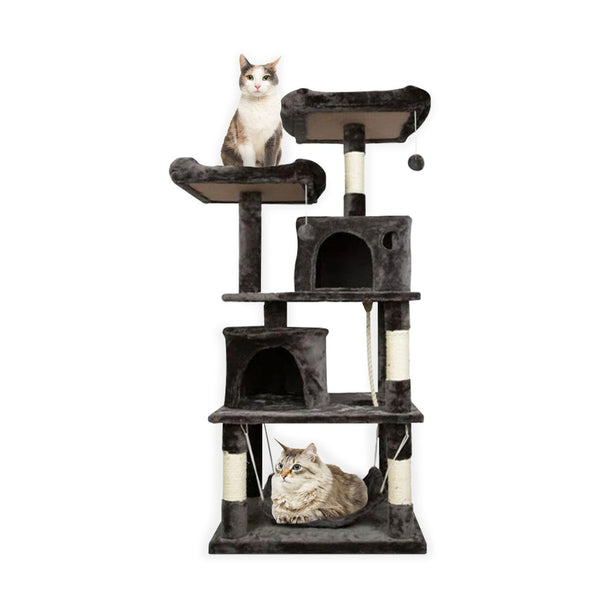  145Cm Plush Cat Condo Cat Tree Dark Grey