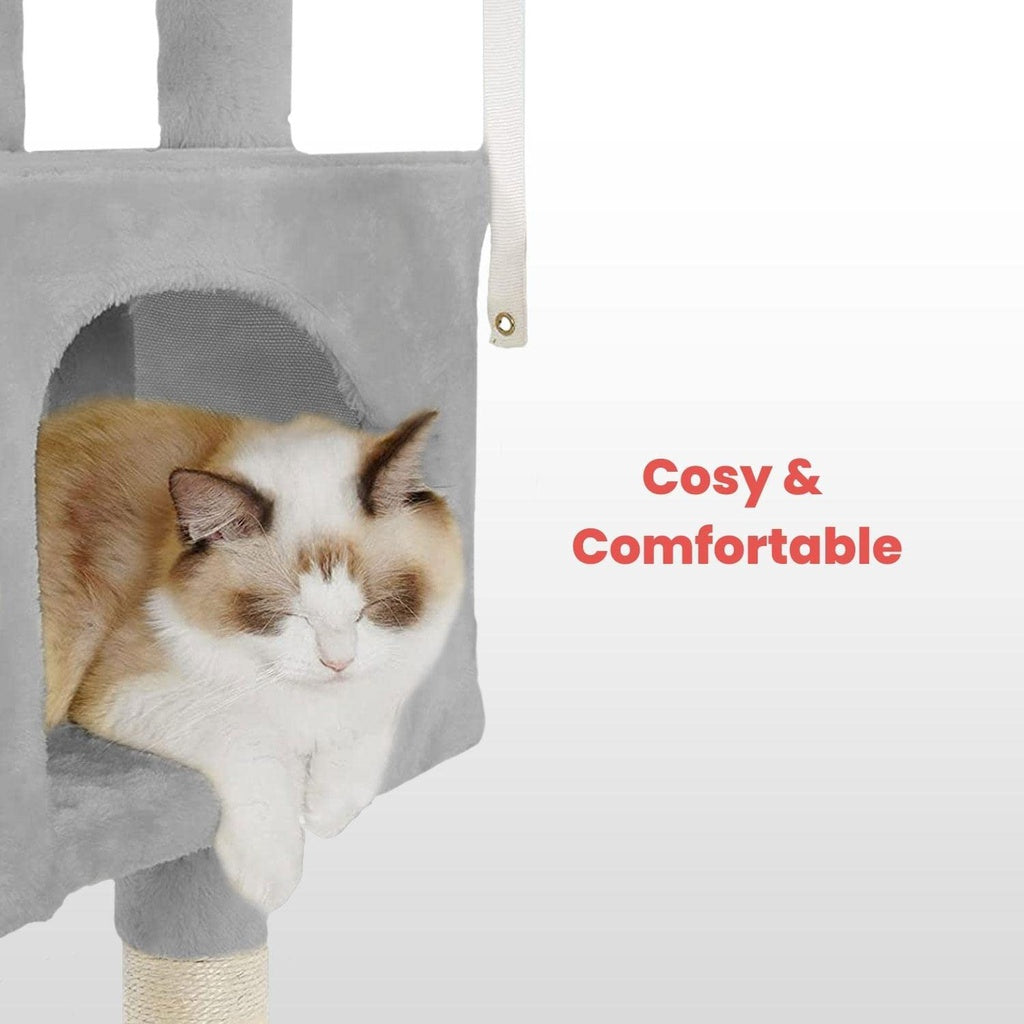 170Cm Plush Cat Condo Cat Tree Grey