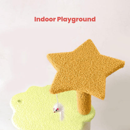 75Cm Galaxy Plush Scratching Post Cat Tree Yellow Green