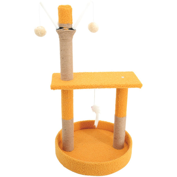  75Cm Plush Scratching Post Cat Tree Yellow