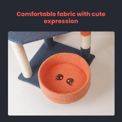 110cm Emoji Plush Cat Condo Cat Tree with Basket Blue Red