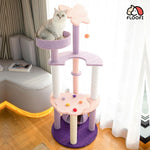 128cm Butterfly Plush Cat Condo Cat Tree Pink Purple