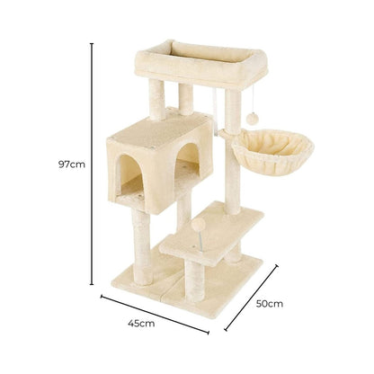 97Cm Adjustable Base Plush Cat Tree Brown