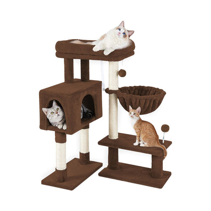 97Cm Adjustable Base Plush Cat Tree Brown