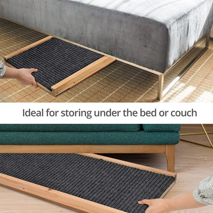Natural Wood Grain Wooden Adjustable Height Pet Ramp Dog Sofa Stairs