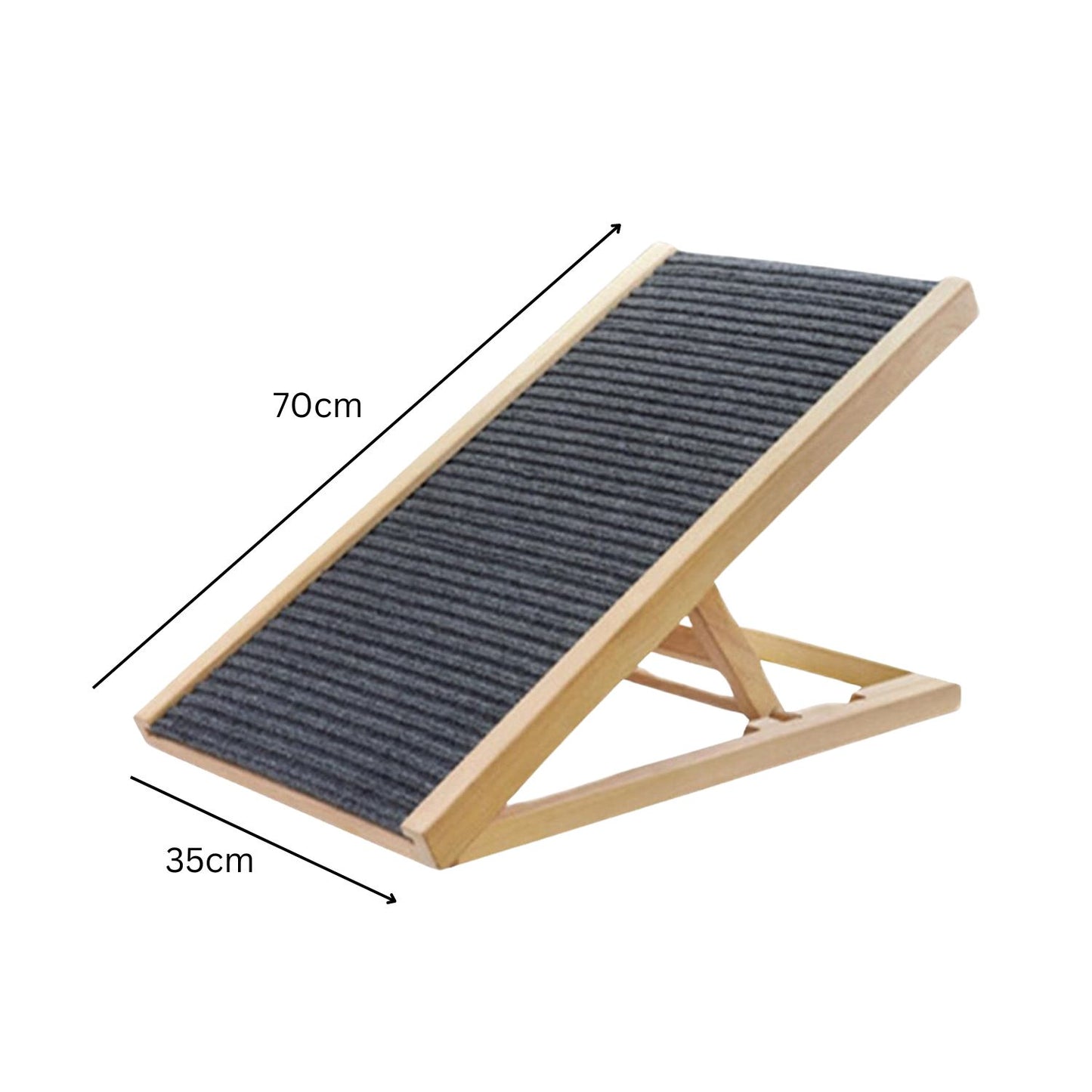 Natural Wood Grain Wooden Adjustable Height Pet Ramp Dog Sofa Stairs