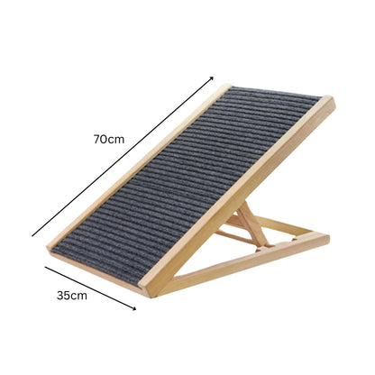 Natural Wood Grain Wooden Adjustable Height Pet Ramp Dog Sofa Stairs
