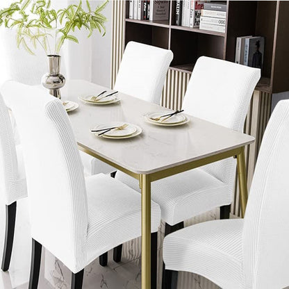 6Pcs Dining Chair Slipcovers/ Protective Covers (White)