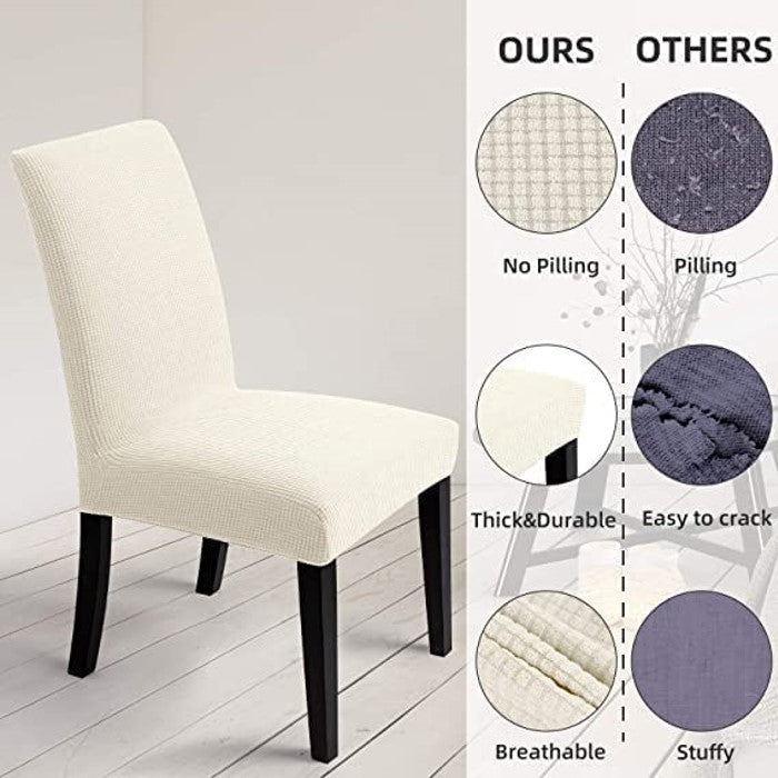 6Pcs Dining Chair Slipcovers/ Protective Covers (White)
