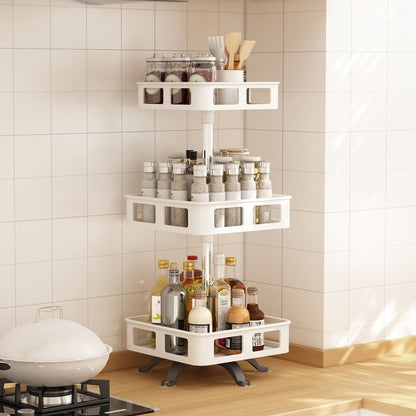 3 Tier Rotating Spice Rack Square Shape White/Black