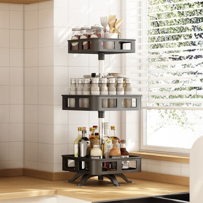 3 Tier Rotating Spice Rack Square Shape White/Black