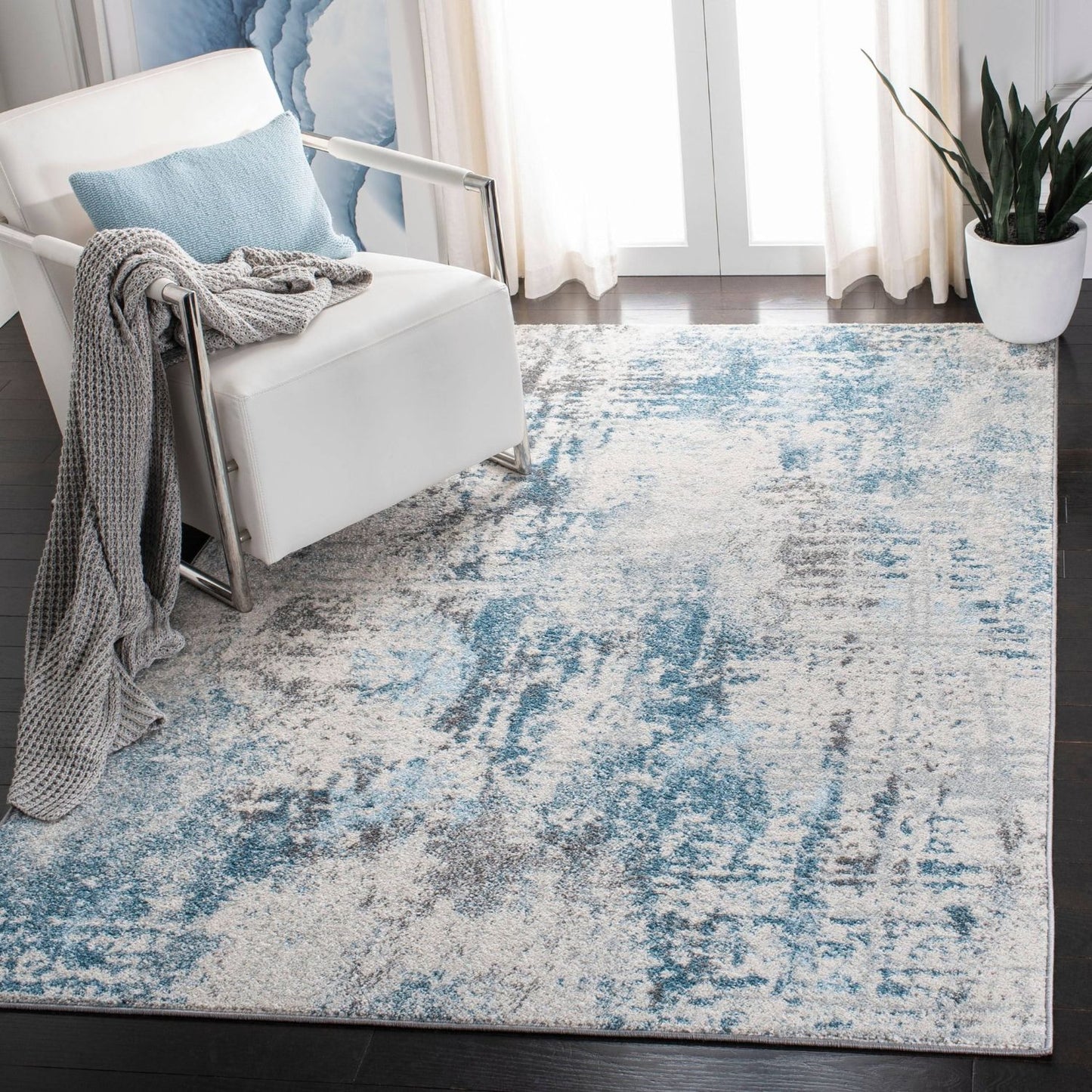 Floor Mat Abstract Blue Grey 160*230Cm