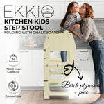 Folding Kitchen Kids Step Stool With Chalkboard - Bear Ear Design