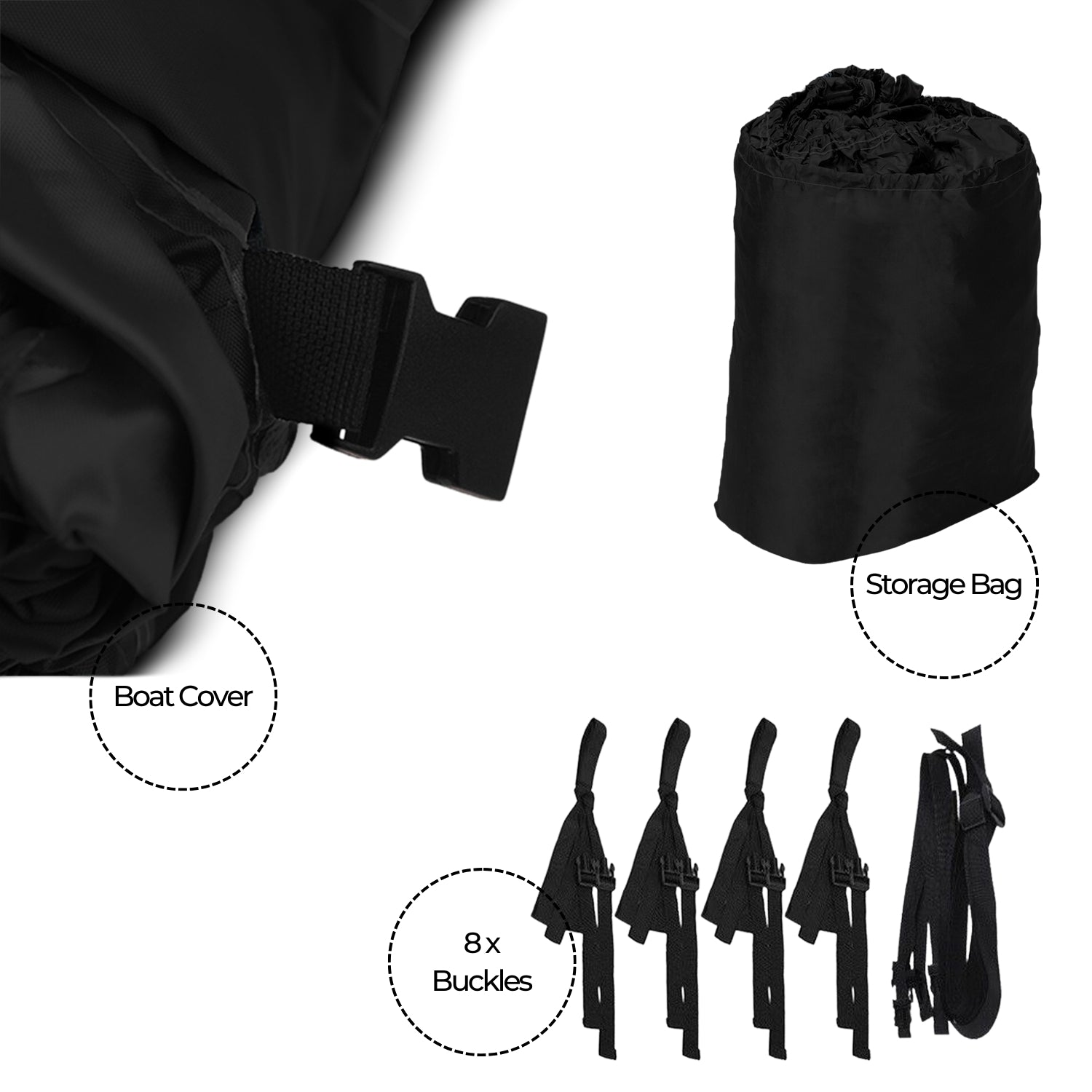 14-16 Ft Waterproof Boat Cover (Black)