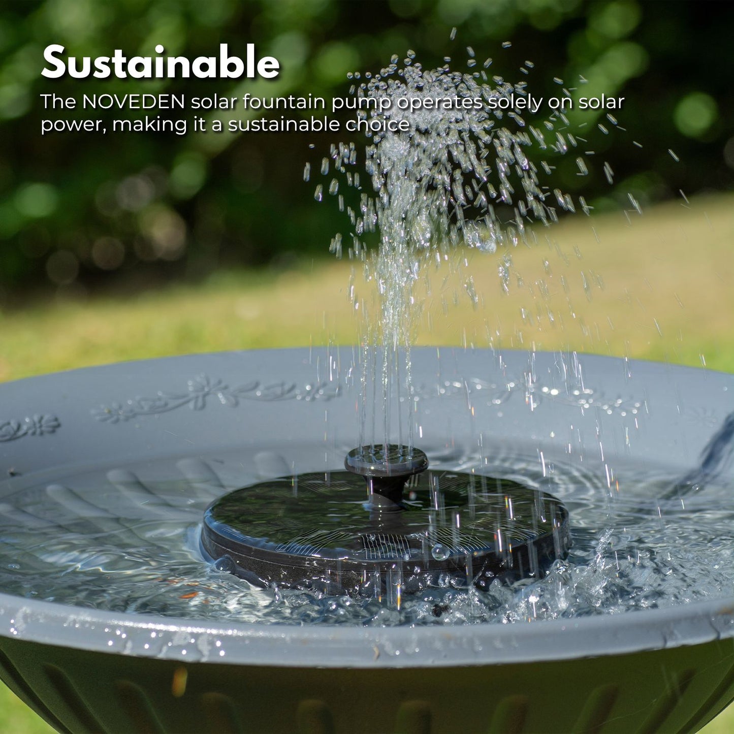 16Cm 1.5W Solar Fountain Water Pump For Bird Bath (Black)