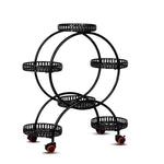 4 Layer 6 Pots Flower Holder Plant Stand Shelf With 4-Wheel (Black)