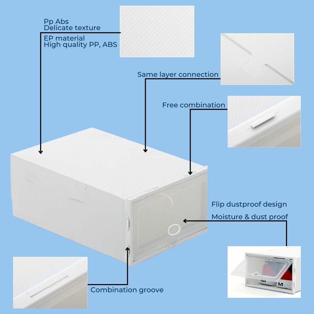 Plastic Shoe Box 12pcs (White)