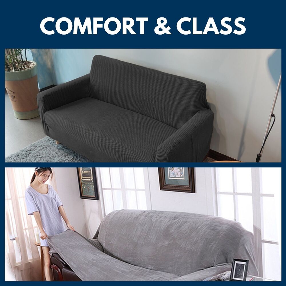 Velvet Sofa Cover 3 Seater (Grey)