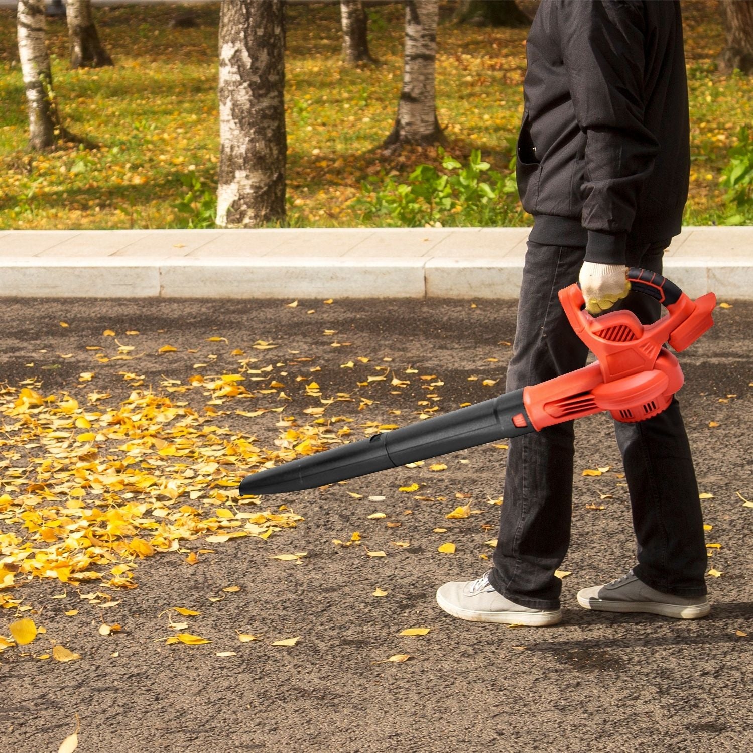 Red & Black Cordless Leaf Blower Bundle