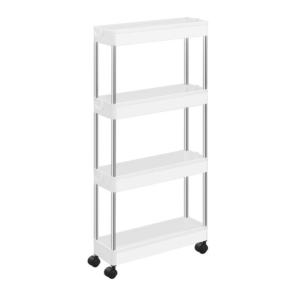  4-Tier Slide Out Slim Rolling Storage Cart White