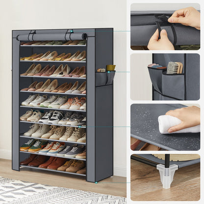 10-Tier Shoe Rack Storage Cabinet with Dustproof Cover Gray