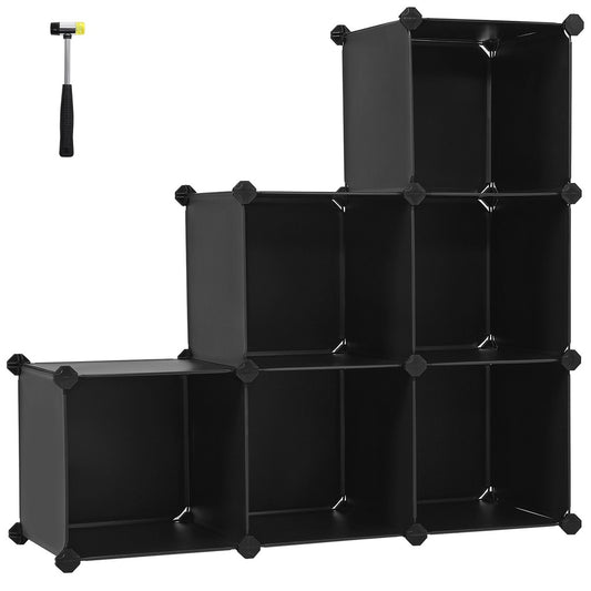 6 Cube Storage Organizer And Storage With Rubber Mallet Rustic Brown