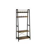 Coat Rack 2-Tiers Rustic Brown and Black LGR13BX