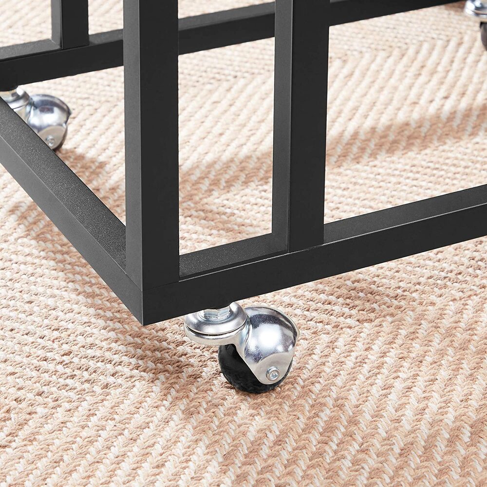 End Table Side Table Coffee Table With Steel Frame And Castors Rustic Brown And Black