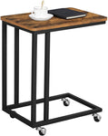 End Table Side Table Coffee Table with Steel Frame and Castors Rustic Brown and Black LNT50X