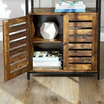 Standing Cabinet Storage Accent Side with Shelf Cupboard with Louvred Doors Rustic Brown