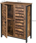 Standing Cabinet Storage Cupboard Accent Side Sideboard with Louvred Doors Rustic Brown