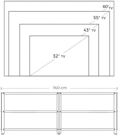 TV Cabinet Stand Lowboard for TVs up to 60 Inches with Shelves Steel Brown/Black